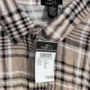 Tan, Back and White Flannel. Brand New!